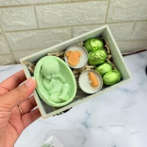 Hatching Soon Theme Baby Shower Hamper | Soap and Tlight combo | MDF Tray | 2 Qty