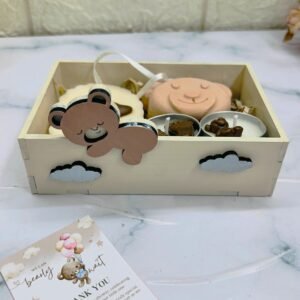 Teddy Theme Baby Shower Hamper | Soap, Sachet and Tlight combo | MDF Tray