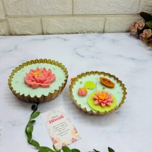 Lotus Pond theme Diwali Urli Candle | Soy Wax | Pack of 2 | 100gm and 70gm